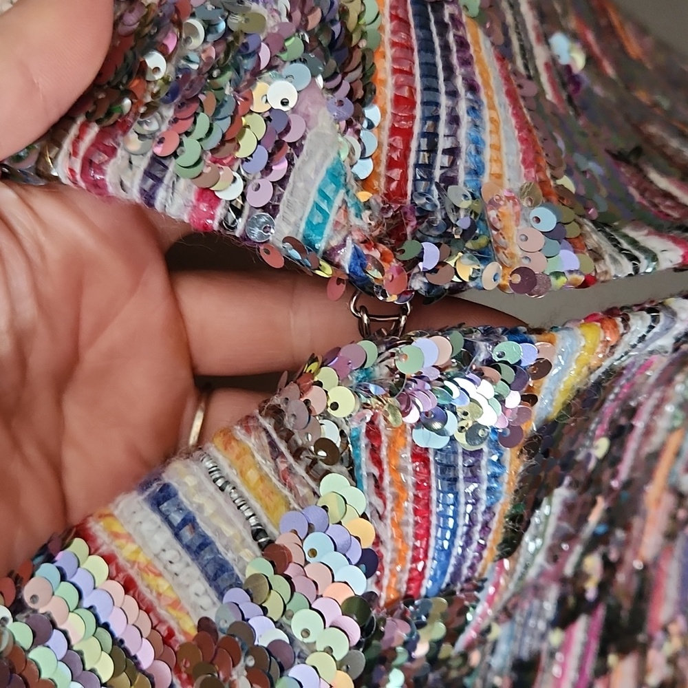 Main Strip Multicolor Sequin Jacket Size Medium N… - image 5